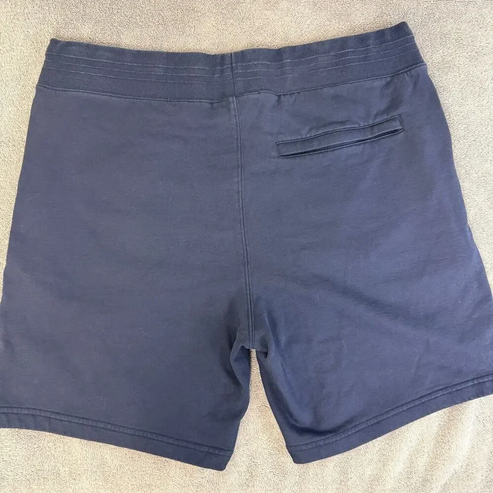 Psycho Bunny Mens Large Navy Blue Cotton French Terry Sweat Shorts Loungewear